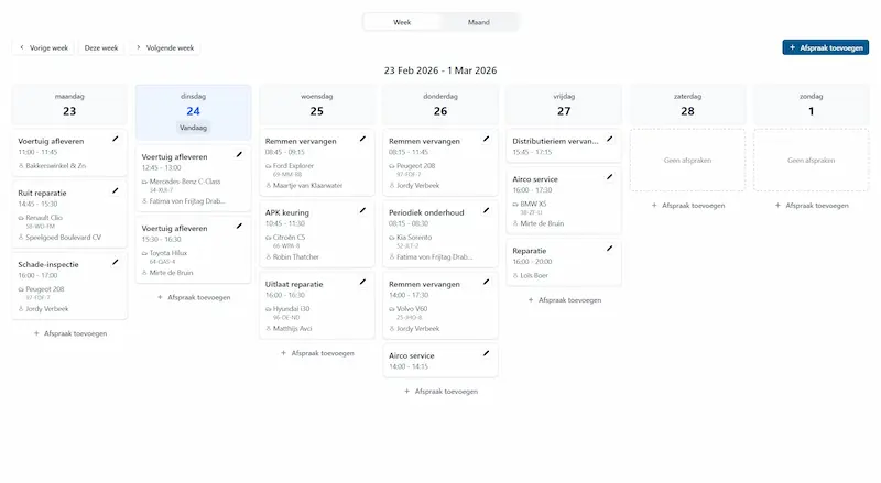 Planningssysteem dashboard